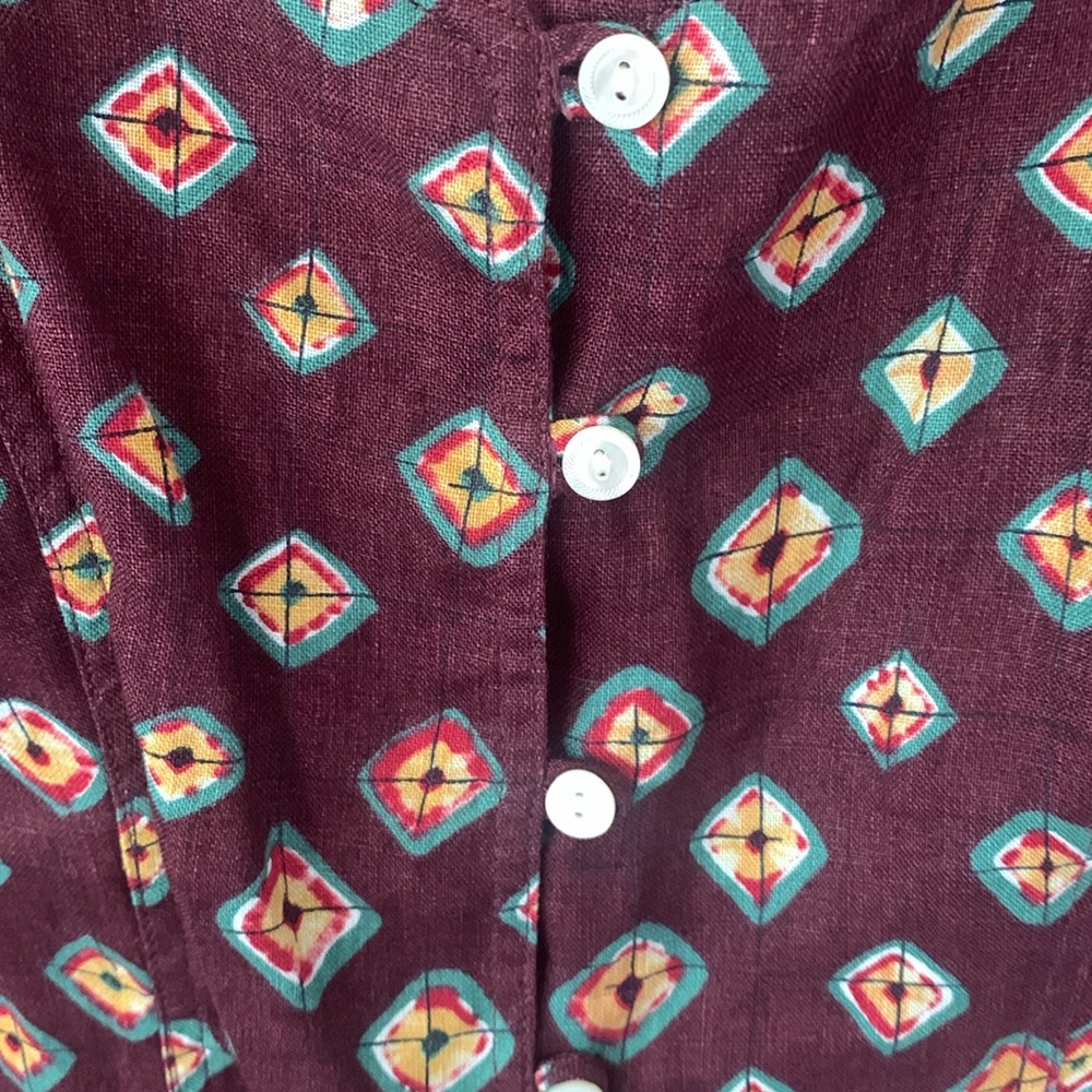 NWT Polo Ralph Lauren Block-Print Linen Button-Front Top - Picture 8 of 11